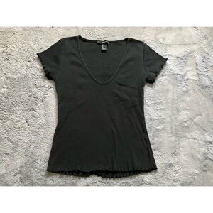 forever 21 ribbed lettuce hem tee